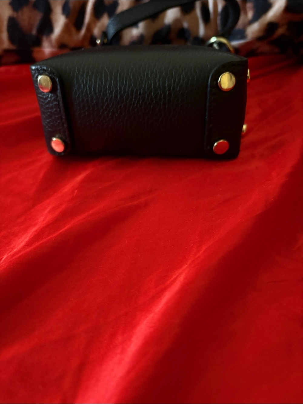 Authentic Italian Black Leather Crossbody Bag with Gold Bee Accent - Picture 7 of 7